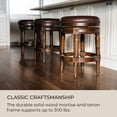 thumbnail image 4 of Maven Lane Pullman Backless Bar Stool in Dark Walnut Finish with Vintage Brown Vegan Leather, Set of 3, 4 of 6