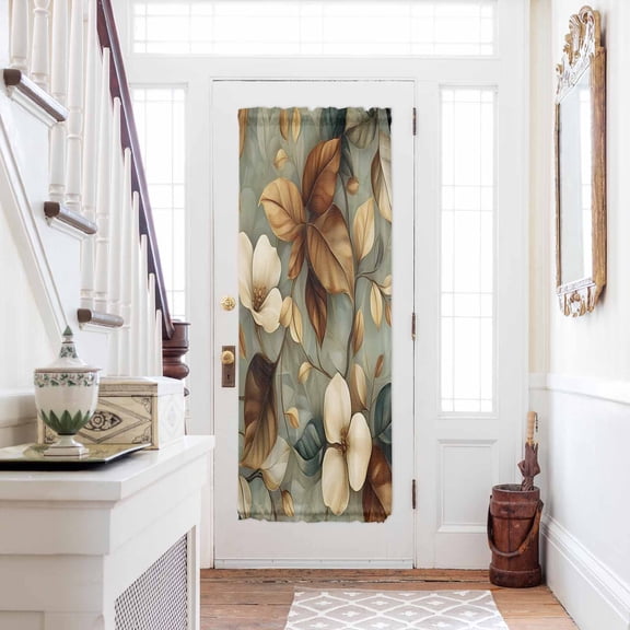 Boho Vintage Flower Door Curtains for Door Window, French Sidelight Front Back Door Curtains With Tieback, Farmhouse Botanical Floral Leaf Kitchen Rod Pocket Drapes Panel, 25"x72"