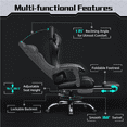 thumbnail image 4 of Alden Design Ergonomic High Back Gaming Chair with Massage Lumbar Pillow and Padded Armrests, Full Black, 4 of 14