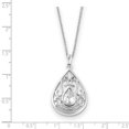 thumbnail image 2 of 925 Sterling Silver Polished Spring Ring CZ Cubic Zirconia Simulated Diamond In Loving Memory 18in Necklace Jewelry Gift, 2 of 3