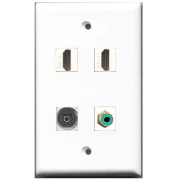 RiteAV - 2 Port HDMI 1 Port RCA Green 1 Port Toslink Wall Plate
