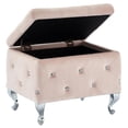 thumbnail image 4 of Contemporary Velvet & Metal Storage Ottoman in Blush Pink, 4 of 7