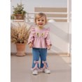 thumbnail image 6 of Miaouyo Toddler Baby Girl Fall Outfits Sunflower Embroidery Long Sleeve Round Neck Tops + Denim Flare Pants 2 Pcs Set, 6 of 9