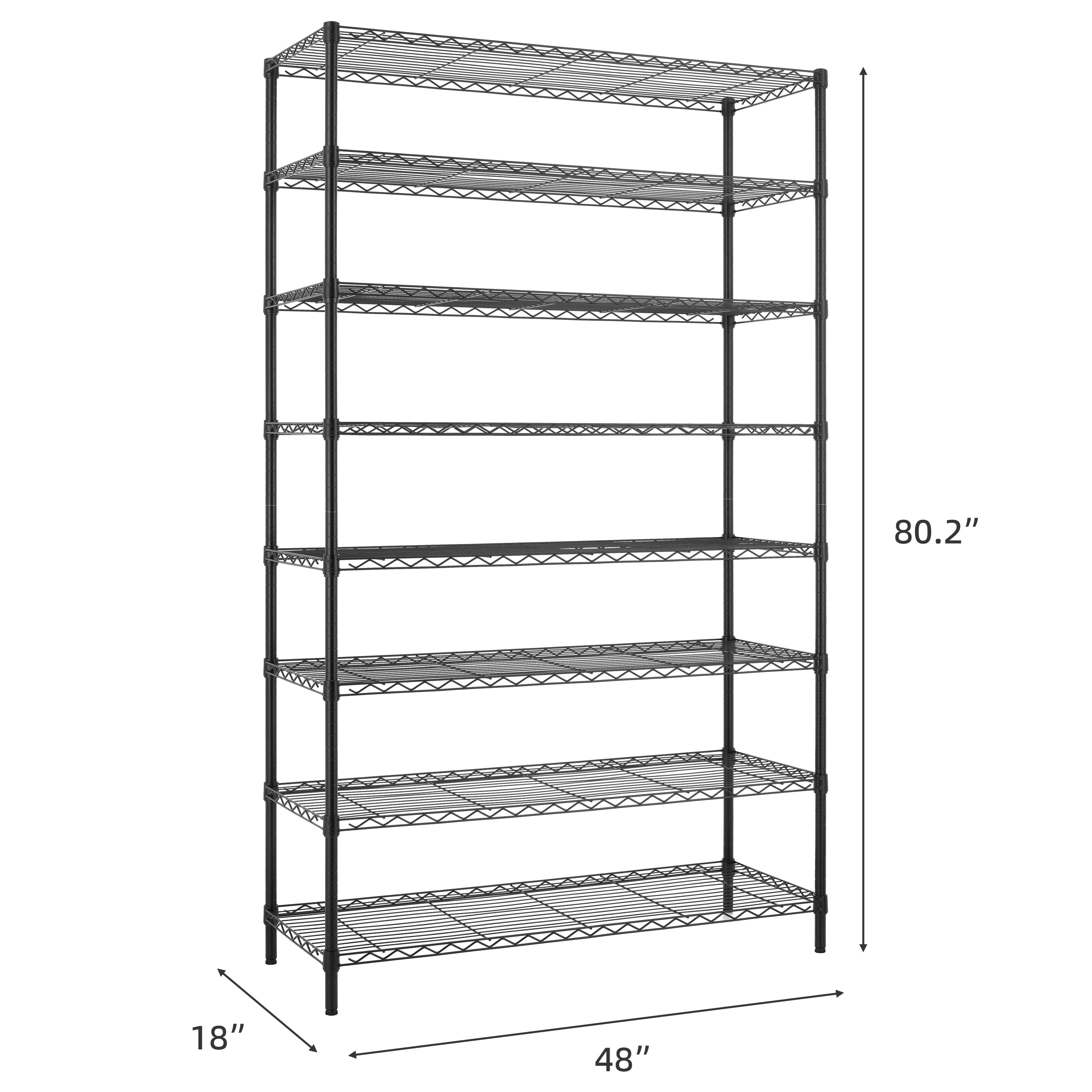 Finnhomy 4000LBS 8-Tier Wire Shelving Unit Adjustable Steel Wire Rack, 18x48x80.2 inches with 8 Shelves Metal Rack