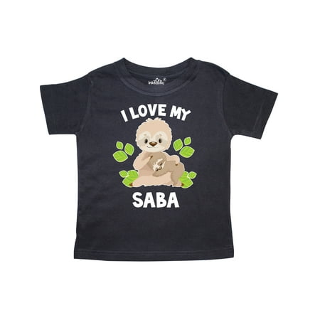 

Inktastic Cute Sloth I Love My Saba with Green Leaves Gift Toddler Boy or Toddler Girl T-Shirt