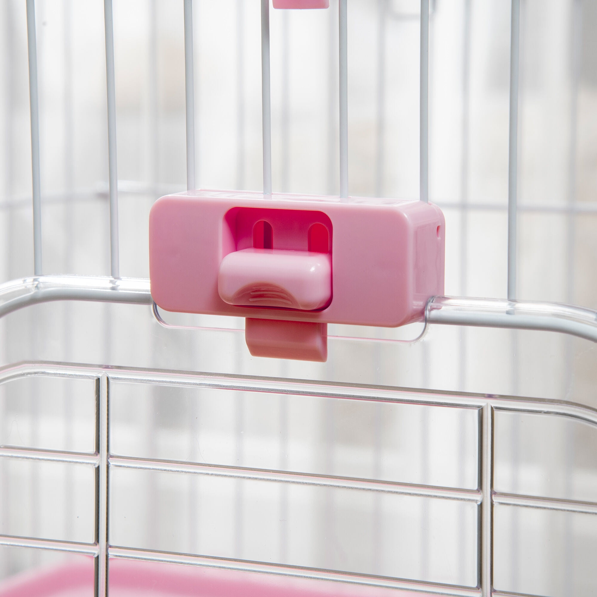Pink 2-Level Small Animal Cage with Wheels, Rabbit Hutch for Bunny & Chinchillas, 32"L x 20.8"W x 26"H
