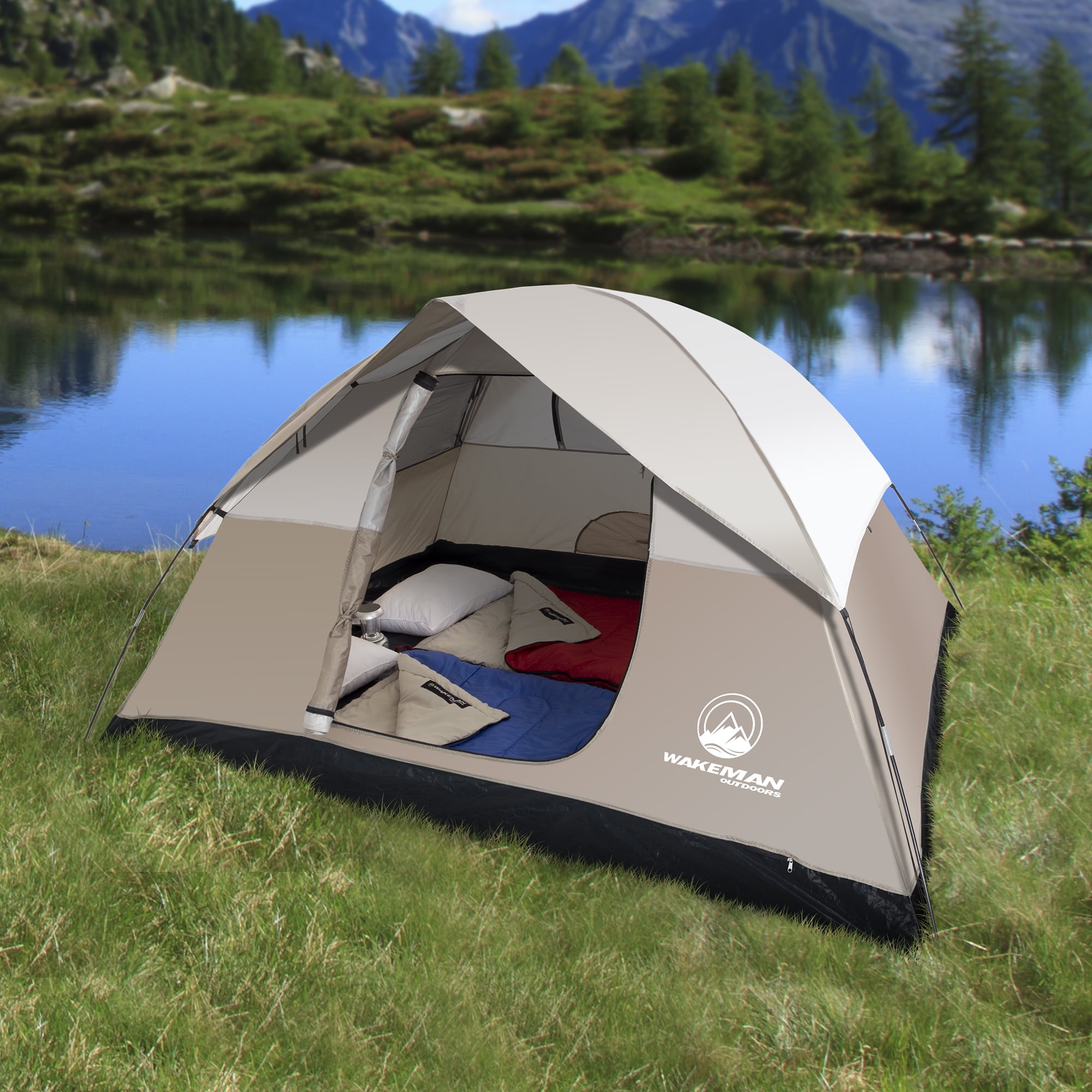 4-Person Tent, Water Resistant Dome Tent for Camping With Removable Rain Fly And Carry Bag, Rebel Bay 4 Person Tent By Wakeman Outdoors