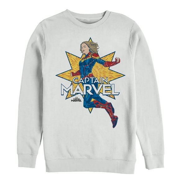 Men's Marvel Captain Marvel Vintage Star Sweatshirt White 2X Large