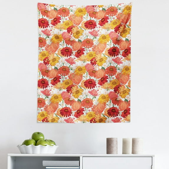 Aster Tapestry, Spring Revival Flourishing Vibrant Blooms Romantic Seasonal Bouquets Herbs Motif, Fabric Wall Hanging Decor for Bedroom Living Room Dorm, 5 Sizes, Multicolor, by Ambesonne