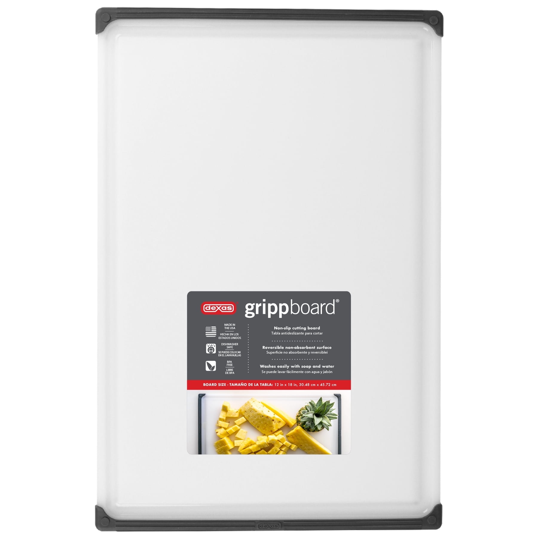 Dexas Non-Slip Grippboard Cutting Board sized 12"x18" in Natural/Gray Color