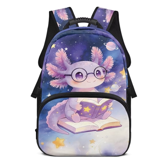 Yuyamidu Cute Axolotl School Backpack with Soft Padded Elementary Middle School Bookbag Lightweight Schoolbag for Kids Girls Back to School Gifts, Purple