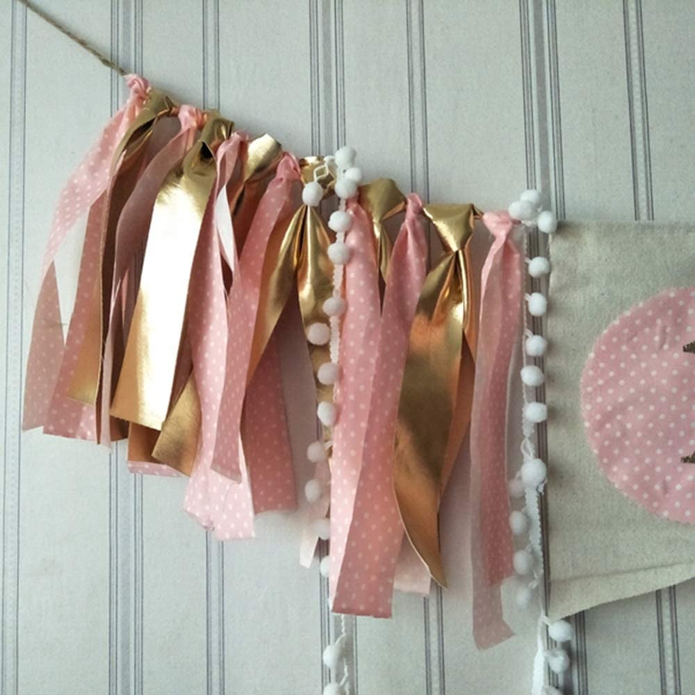 Dodedise Gold Glitter 'ONE' Banner - First Birthday High Chair Decoration, Baby Party Decor