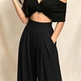 thumbnail image 6 of XuJwPNcy Women Palazzo Pants Wide Leg Baggy Flowy Pants Comfort Soft Pleated Front Vacation Trousers(Black,X-Large), 6 of 6