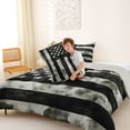 thumbnail image 4 of Manfei Tie Dyed Us Flag Queen Comforter Set,Vintage Grunge Black Gray Comforter Sets Queen,Light Gray Reversible,3 Pieces,1 Comforter and 2 Pillowcases, 4 of 7