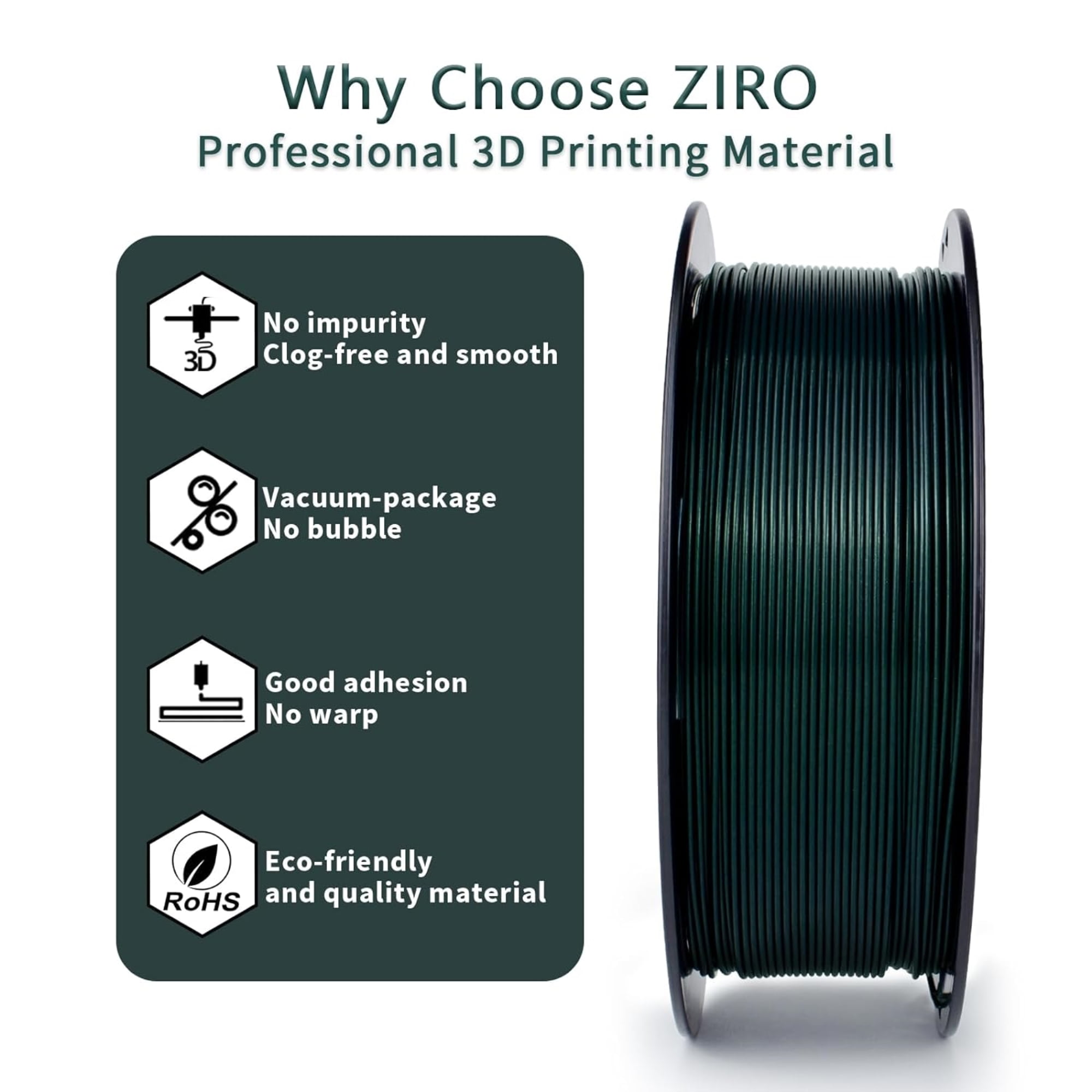 Ziro 3D Mystic PLA Filament 1.75mm 1kg, Midnight Green