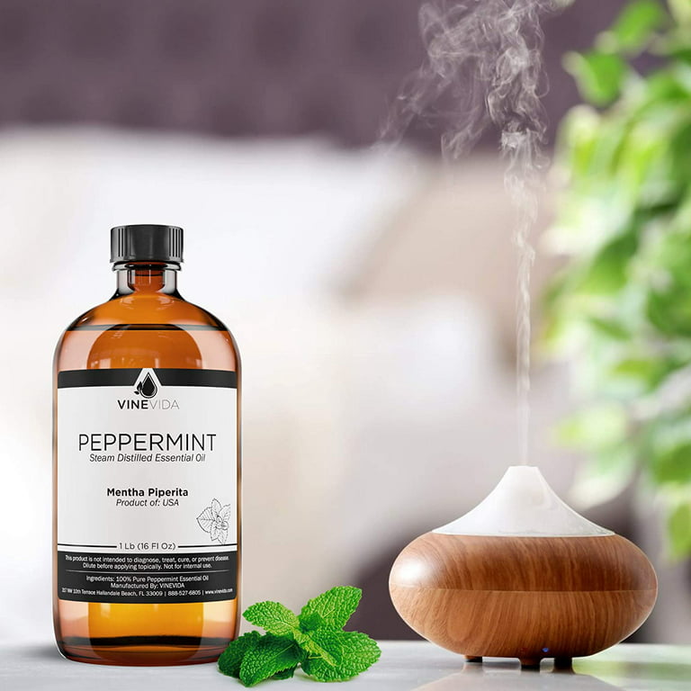 Bulk Peppermint Essential Oil - 16 Oz Peppermint Essential Oil - 100% Pure  & Undiluted Essential Oil - 1 Pound Peppermint Oil for DIY Soaps, Candles,  and Blends - VINEVIDA 