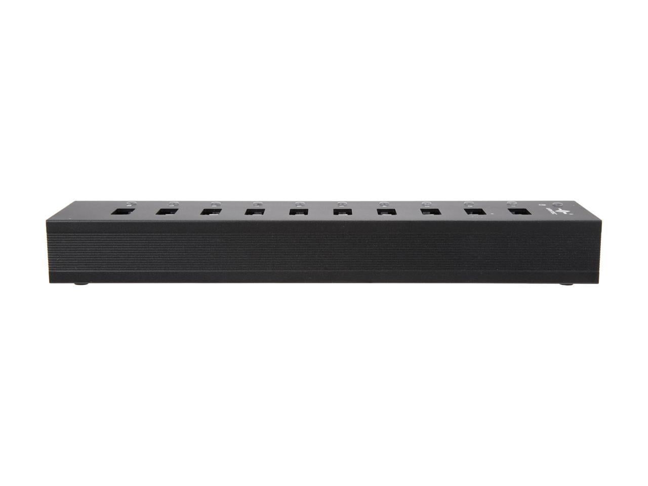 VANTEC UGT-AH110U3-BK 10-Port USB 3.0 Aluminum Hub with 12V/5A Premium Power Adapter