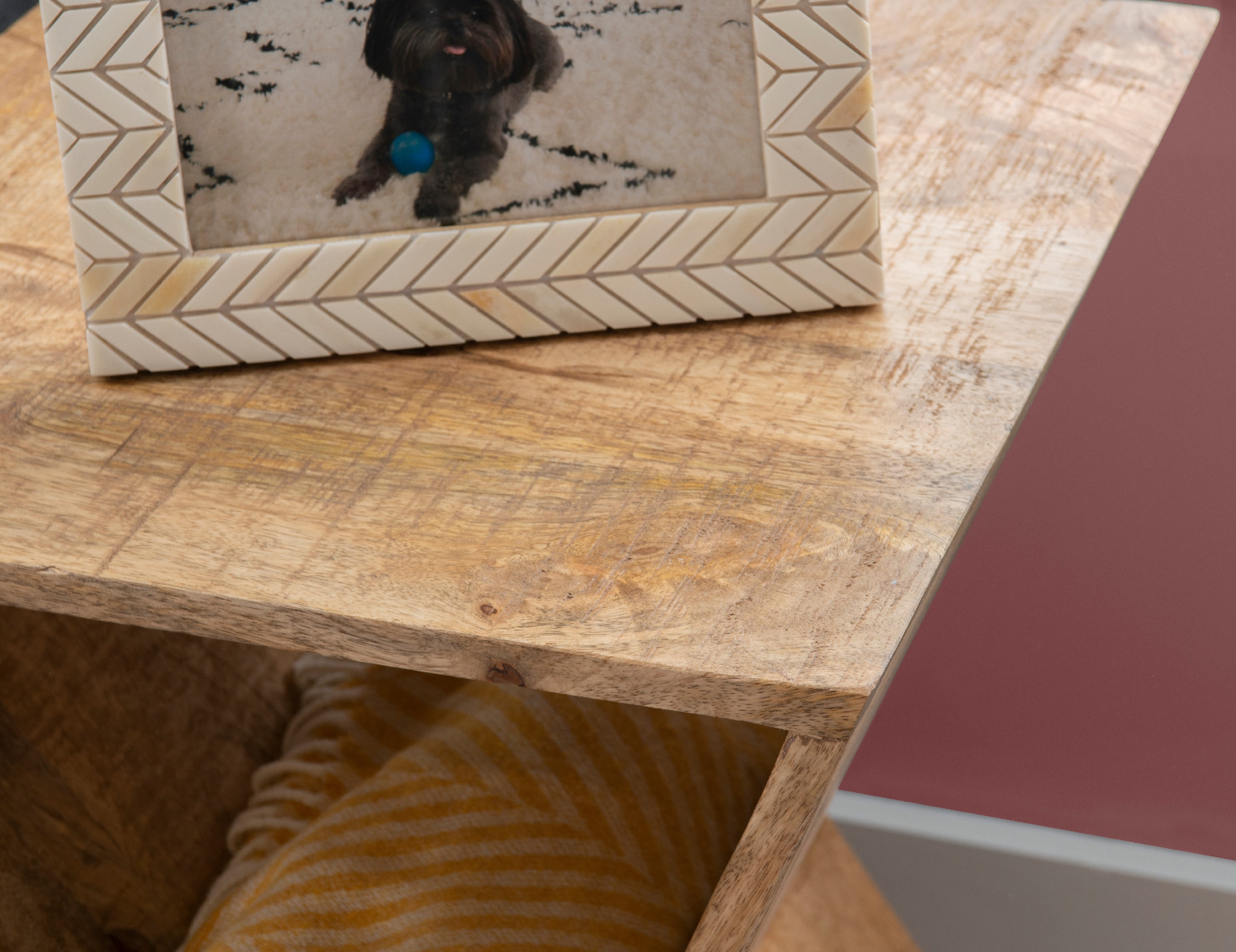 Powell Bellwood Triangle Indoor Accent Side Table, 23.62" Tall, Natural