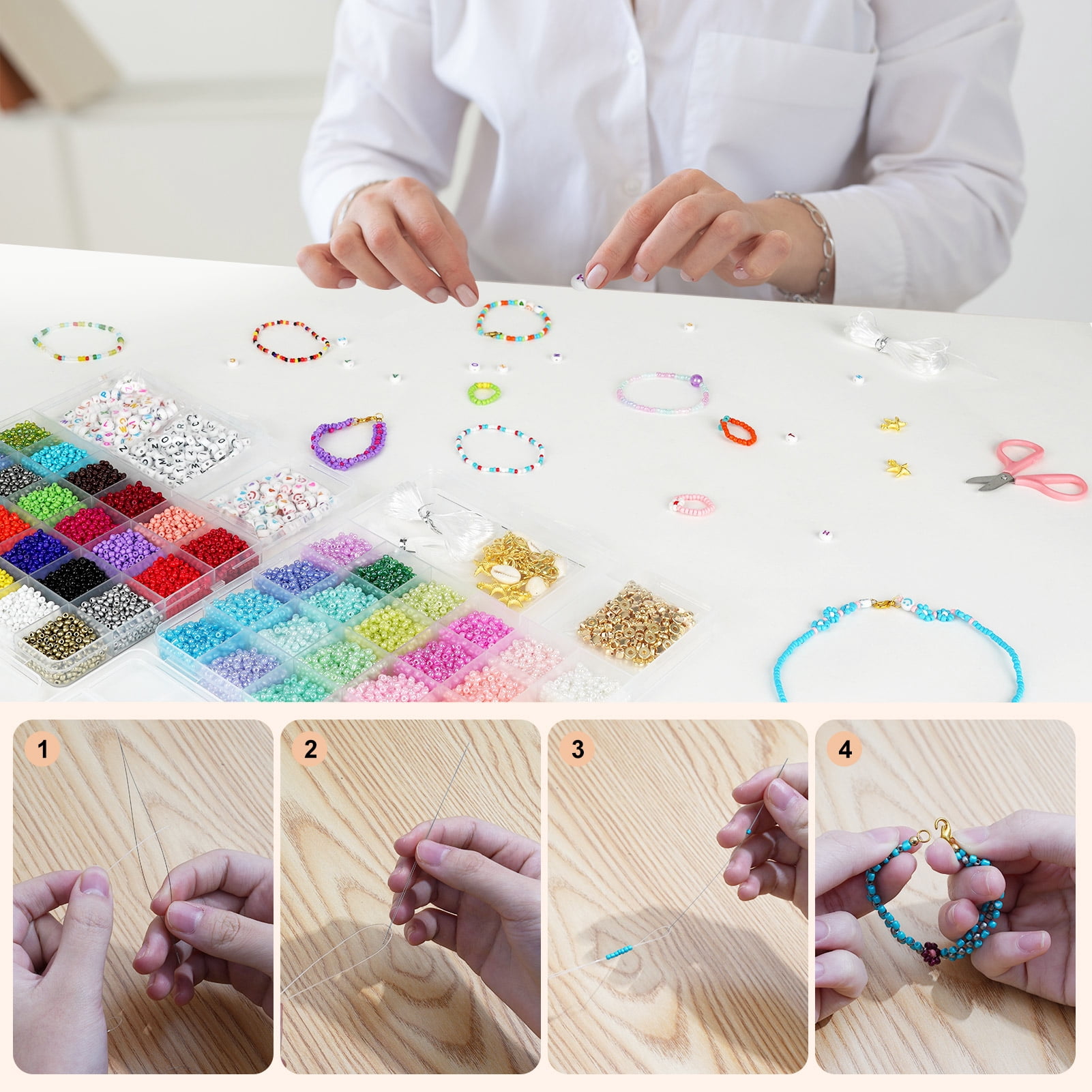43000 PCS 2 Boxes Glass Seed Beads for Jewelry Making Kit,Tiny Beads Set for Bracelets Making, DIY,Art and Craft Friendship Gifts Toys for Girls Kids Adults,2mm