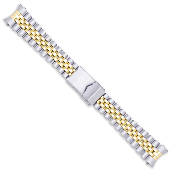 deBeer Jubilee Style Link Metal Watch Band - Two-Tone - 22mm