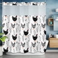 thumbnail image 6 of No Hook Shower Curtains with Snap-in Liner Set, Rooster Farmhouse Black Waterproof Hotel Style Bathroom Shower Curtain, Farm Animals Simple Art Modern Breathable Mesh Top Bath Curtains 66''x72'', 6 of 9