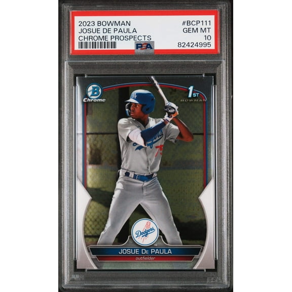 Graded 2023 Topps Bowman Josue De Paula #BCP111 Chrome Prospects Rookie RC Baseball Card PSA 10 Gem Mint