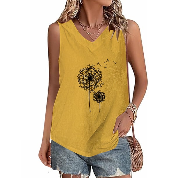 Fiudx Ofertas Flash Del Día Solo En Línea Camiseta con Botones y Cuello Redondo de Manga Corta con Estampado Pequeño Informal y de Lino para Mujer