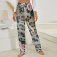 thumbnail image 3 of Roses Leopard Print Floral Winter Female Pants Flannel High Waist Women Pants Lady Warm Straight Leg Plush Trousers, 3 of 7