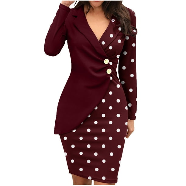 Vestidos Para Mujer Casual Maxi Vestidos Moda Estampado Cuello Vuelto Manga Larga Botón Trabajo Vestido Formal Odeerbi ODB137499