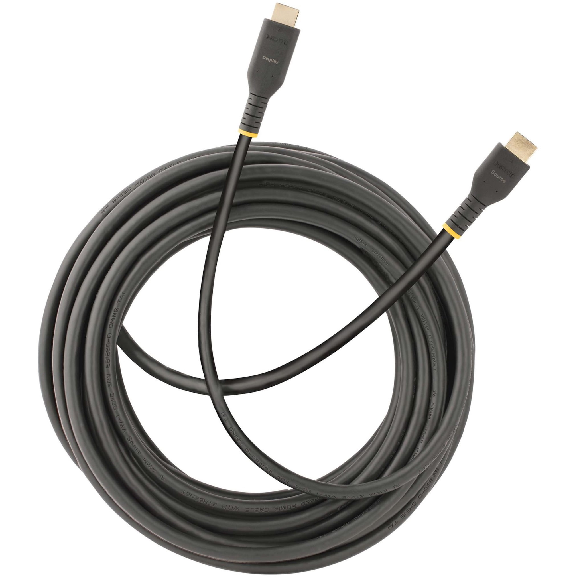 StarTech.com 30ft (10m) Active HDMI Cable w/ Ethernet - HDMI 2.0 4K 60Hz UHD - Rugged HDMI Cord w/ Aramid Fiber - Durable High Speed HDMI Cable - Heavy-Duty HDMI 2.0 Cable, Black, Black