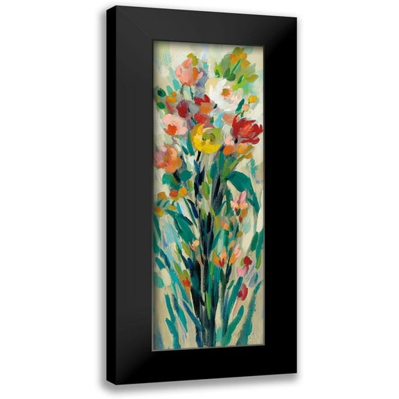 Vassileva, Silvia 7x14 Black Modern Framed Museum Art Print Titled - Tall Bright Flowers Cream I