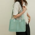 thumbnail image 5 of Canvas Tote Bag with Multi-Pocket for Adults, Large Crossbody Shoulder Handbag Daily Tote Bag with Compartments, Durable Laptop Work Bags Shoulder Travel Messenger Gym Totes, 1Pc(Green,13.4x5.5x10"), 5 of 7