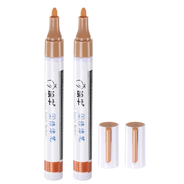 2uds Muebles Marcadores Retoque, Madera Piso Muebles Marcadores Relleno Bolígrafos para Rasguños Pintura Pelado Piso Carpinteros Mesas Escritorios, Dorado Tono Unique Bargains cubiertas y removedores de rayones de madera