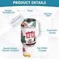 thumbnail image 2 of Yayeee 40oz Stainless Steel Tumbler with Straw and Handle Double-Wall Insulated Travel Water Bottle, Christmas Train, 2 of 8