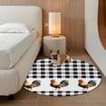 thumbnail image 3 of Black White Plaid Rooster Large Round Rug 8 FT, Non Slip Living Room Area Carpet, Vintage Farmhouse Checkered Washable Soft Circle Rug Non-Shedding Floor Carpet for Bedroom Office Dining Room, 3 of 9