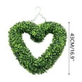 thumbnail image 5 of Valentine's Day Heart Wreath, 17 Inch Artificial Boxwood Greenery Wreath, Heart Shaped Simulation Green Plant Garland Decorative Hanging Wreath for Home Wall, Front Door, Farmhouse Decor, 5 of 5