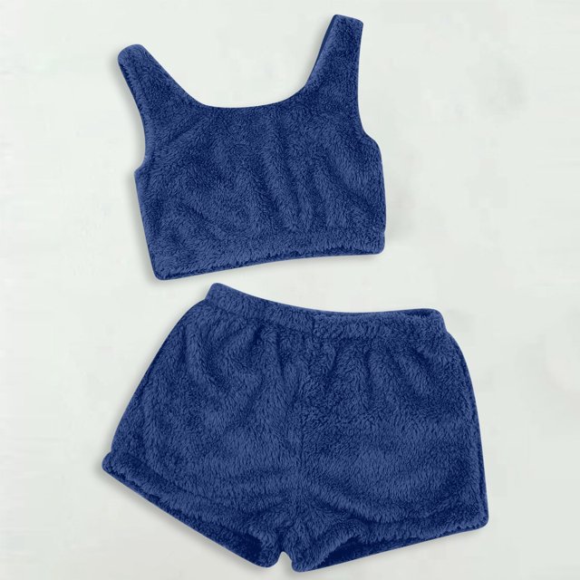 MKLEKYY Conjunto Casual De Dos Piezas Para Mujer, Camiseta Sin Mangas Y Pantalones Cortos De Color Liso, Ropa De Dormir Cómoda Y Ropa De Estar Por Casa.