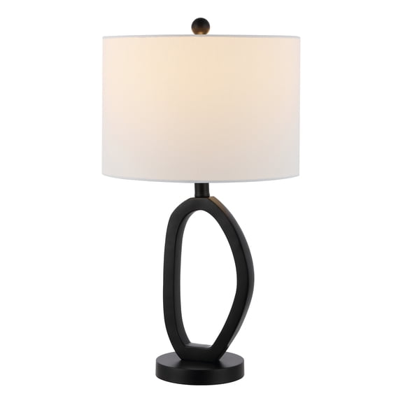 SAFAVIEH Verne 24 in. Modern Black Resin Table Lamp with White Cotton Shade