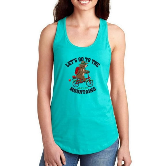 Go Mountains Bear On Bike Racerback Tank Women -Image by Shutterstock, Female x-Large
