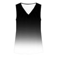 thumbnail image 4 of Mujeres sin mangas Tops de verano gradiente color fuera de posición impresión V-cuello blusa casual Mujeres V-cuello de verano Tops, 4 of 6