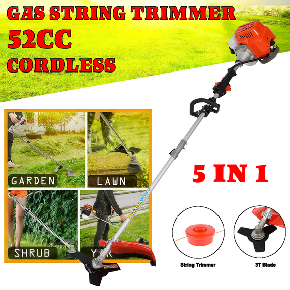 Floseru 52cc Gas Weed Eater,Gas String Trimmer,5 in 1 Cordless Hedge Trimmer[2 Stroke],Multi Garden Tools Brush Cutter, Weed Wacker, Pole Saw with Extension Pole, String Trimmer for Yard Lawn