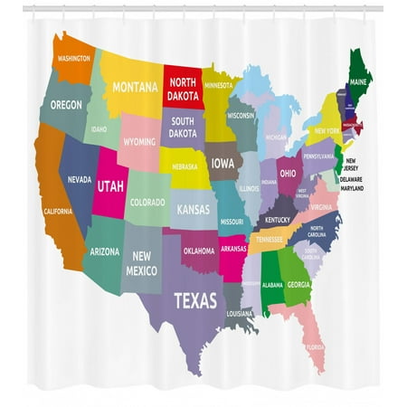 Map Shower Curtain Usa Map With Name Of States In Different