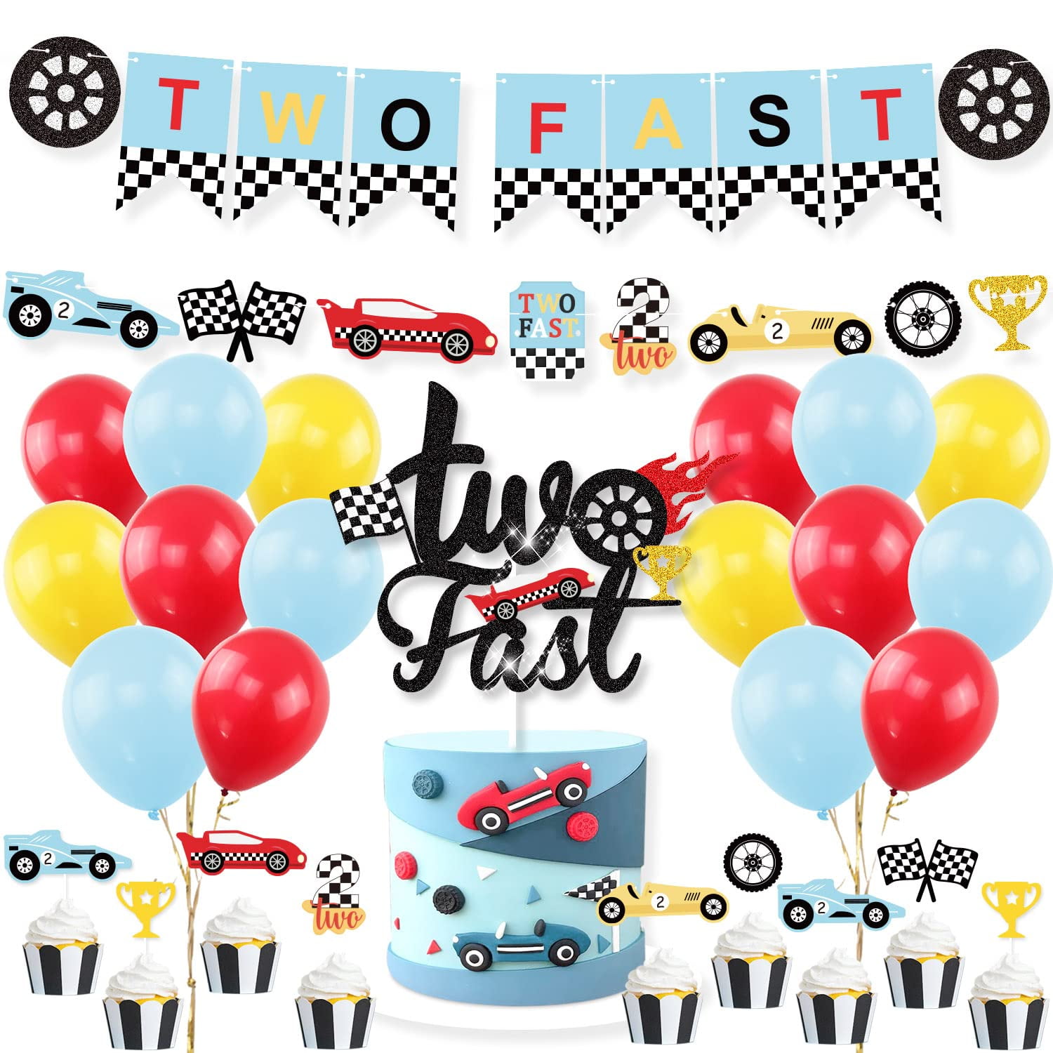 Race Car Two Fast Party Decorations Supplies Racing Theme 2nd Birthday
