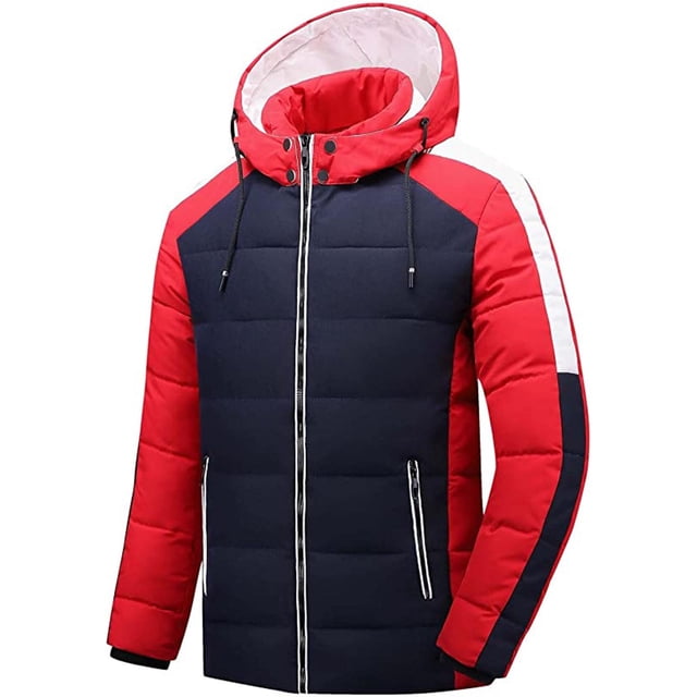 Chaqueta de algodón acolchado casual de invierno con cuello con capucha para hombre Pompotops oipoqjl20539