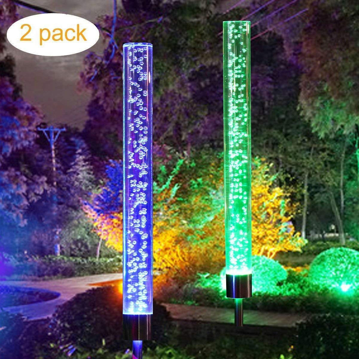 4pc Solar Powered Bubble Stake Lights Colour Changing Garden Border Patio Light