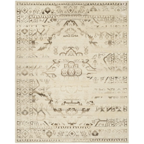 SAFAVIEH Kenya Earnestine Floral Bordered Wool Area Rug, Natural, 8' x 10'