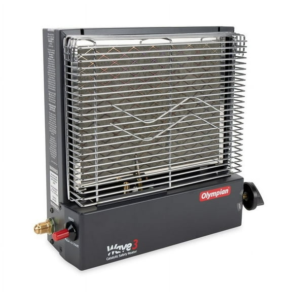 Camco Olympian RV Wave-3 LP Gas Catalytic Safety Heater, Adjustable 1600 to 3000 BTU, Warms 130 Square Feet of Space, Portable and Wall Mountable