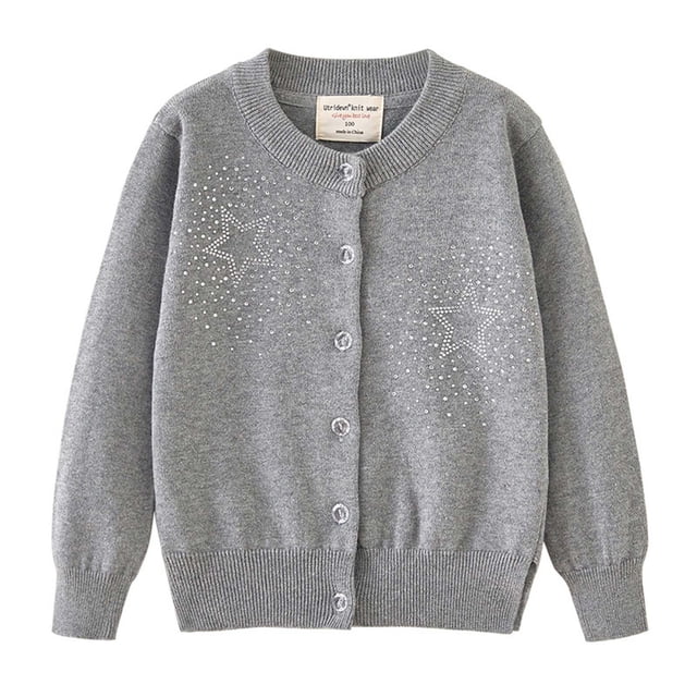 SGFCWSX Sweaters for Kid Girls Soild Color Featherweight Long Sleeve Outfit for Girls Gray