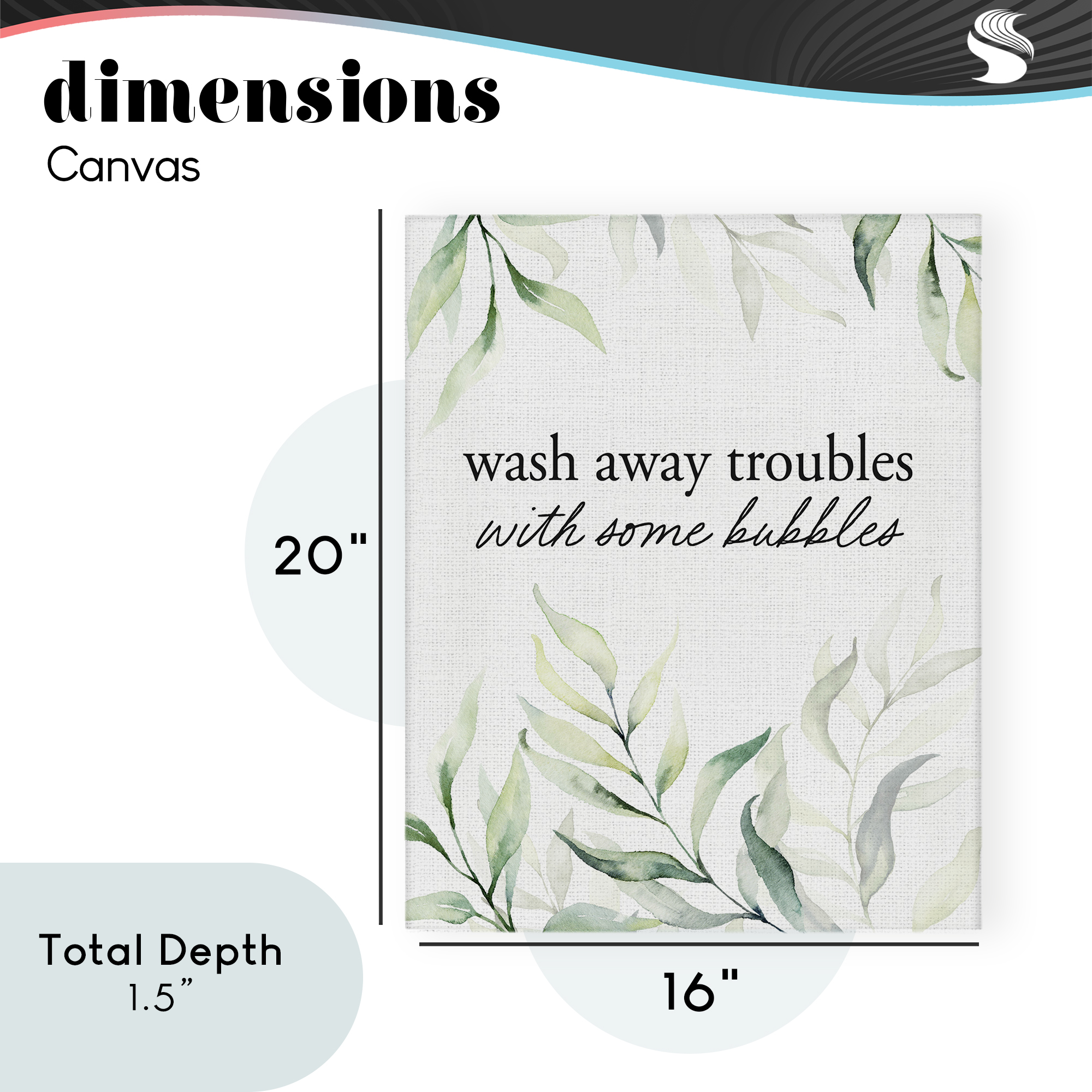 Zen Wash Away Troubles Canvas Wall Art, design by Lettered and Lined