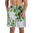 thumbnail image 1 of Balery Watercolor Green Leaves Traje de Baño Estilo Hawaiano para Hombre, Shorts de Secado Rápido con Bolsillos-X-Large, 1 of 6